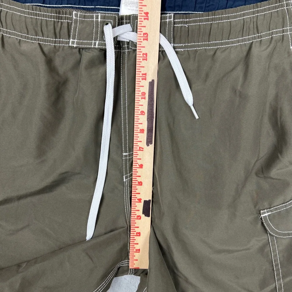 Speedo Mens XL Olive Green Cargo Swim Trunks Mesh Lined Drawstring Board Shorts
